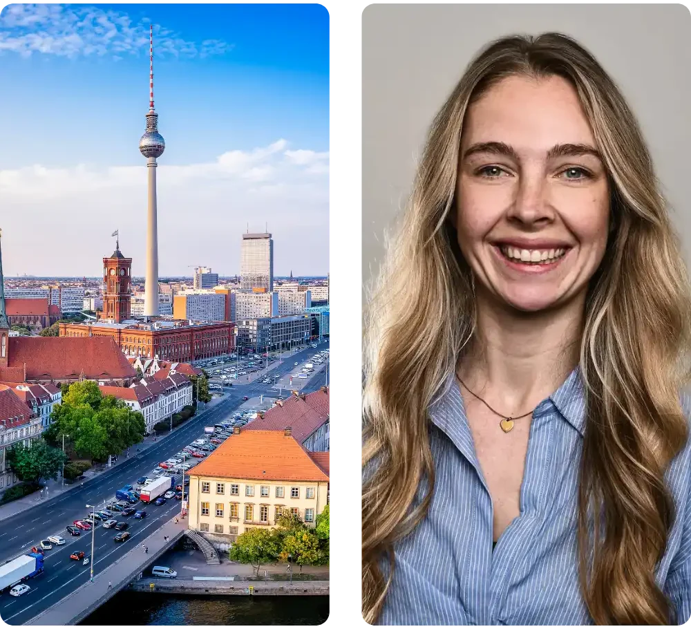 Lia Schlüsselburg Geschäftsführerin und Bild von Berlin